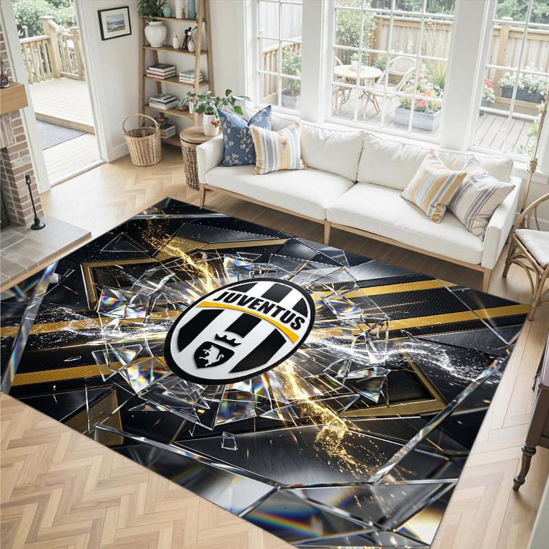 Juventus FC Design Crystal Velvet Carpet Cozy Non?Slip Printed Rug For Bedroom Living Room Entrance