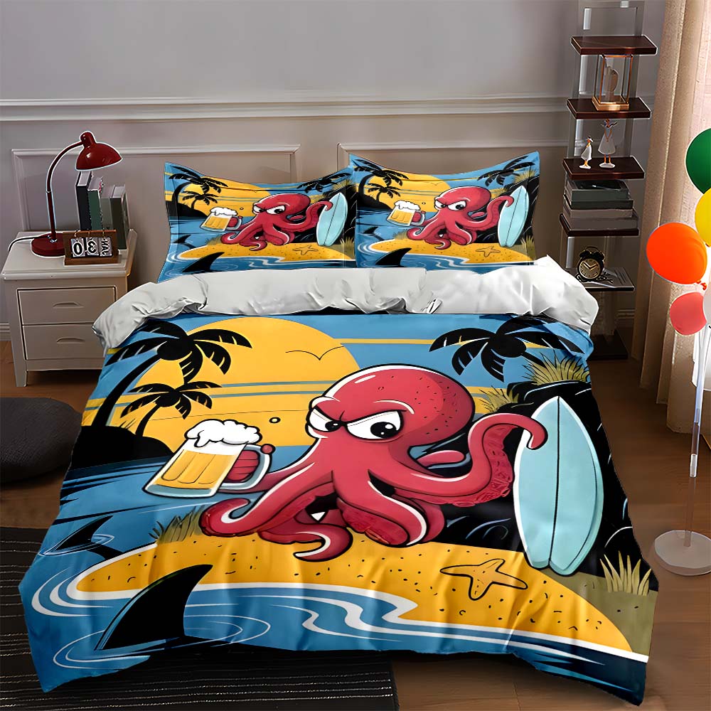 

Octopus tropical beach Bedding Duvet cover sets Duvet covers Pillowcases gifts (1 * Duvet Cover 2 * Pillowcases, without duvet insert) 135x200cm
