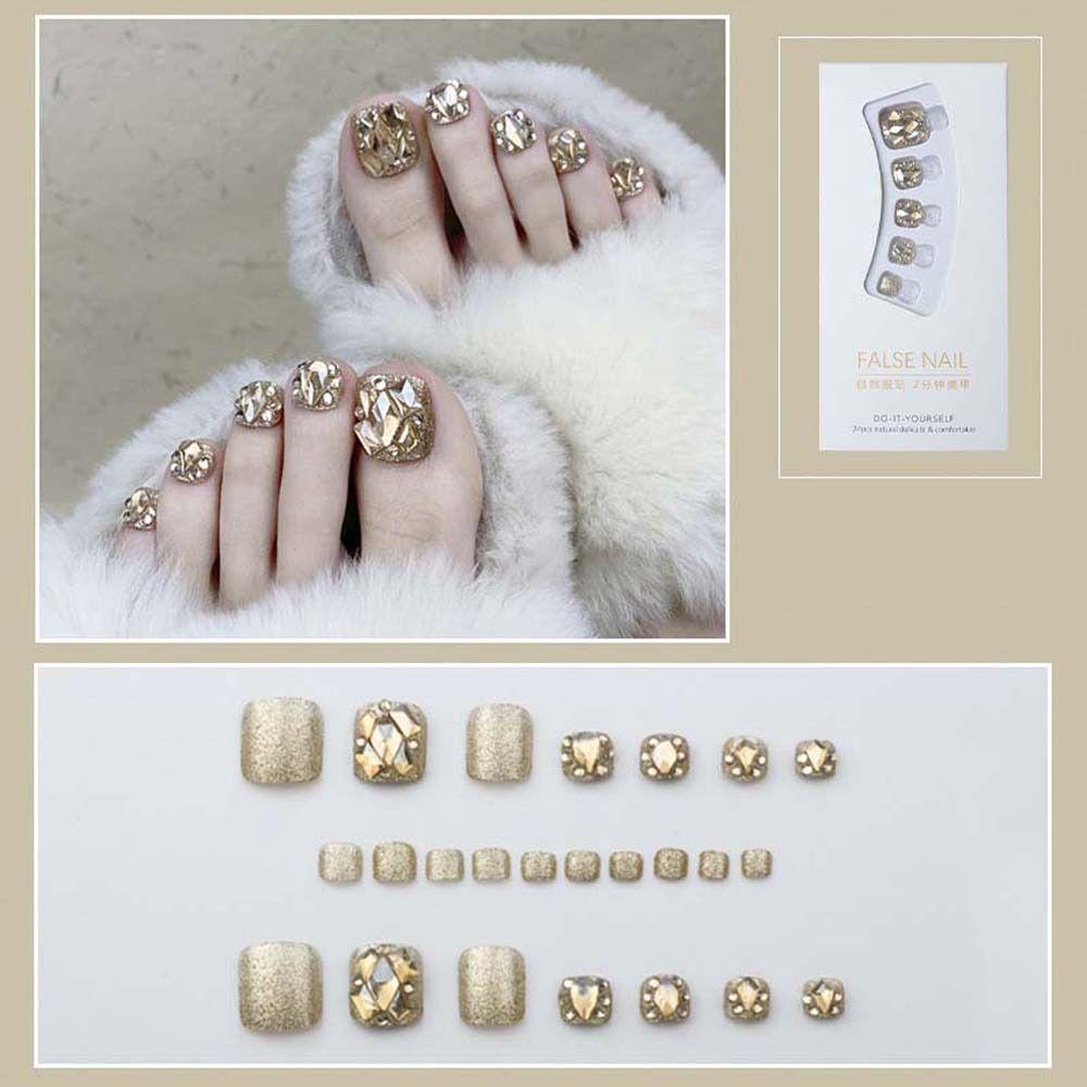 Luxury  False Toenails Rhinestone Fake Toenails Full Cover False Nails Short Nails Patch