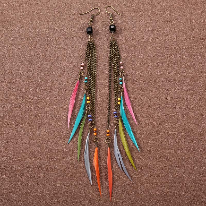 Handmade Retro Bohemian Ethnic Tassel Earrings for Women, Long Thai Style