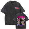Anime JoJo's Bizarre Adventure Jolyne Washed Vintage T-shirt Summer Men Women Manga Casual Cotton Crewneck Short Sleeve T Shirt