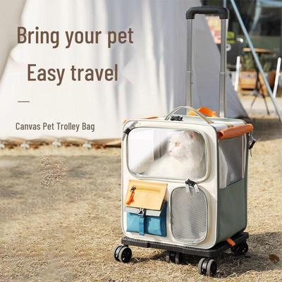 Portable Cat & Dog Travel Backpack Trolley - Large Capacity Pet Carrier for Car Trips