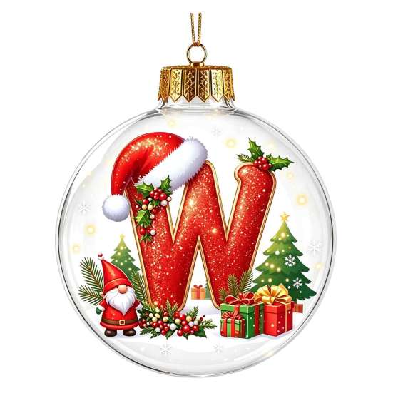 Indoor Outdoor Xmas Hanging Ornaments 26?Letter Acrylic Christmas Ball Ornament, 3D Crystal Style Alphabet Gift Ideas for Family Pendant, Tree Home