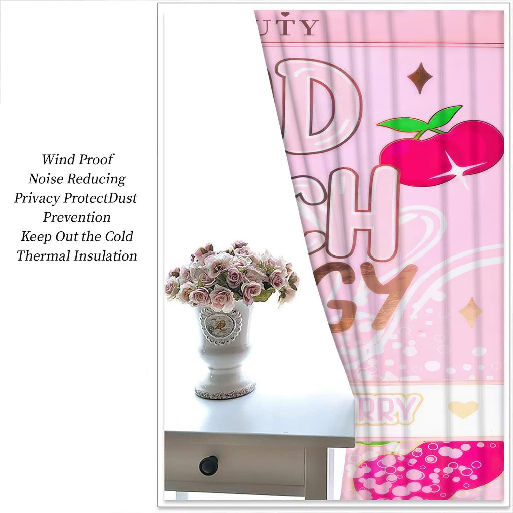 2Pcs Y2K Bad Girl Energy Blackout Curtain for Girls Bedroom Thermal Insulated Grommet Window Drapes Living Room Decoration