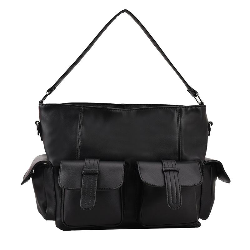 Female Stylish Tote Bag Black Hobo Handbag Large Capacity Shoulder Bags Ladies Soft PU Leather Messenger Bags Women Shopper Bag