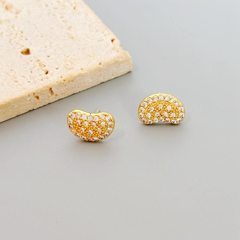 

Fashion Design Small Fragrant Style Women S Earrings Slightly Inlaid With Diamond Studs золотой