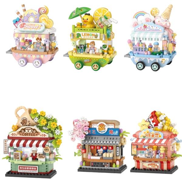 City Iandscape Building Block Scene Cafe Flower Shop Retail Building Block Model Ornament Toy Gift