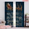 2pcs,2D Plane Printing Popular Curtain Panels Santa Sleigh & Snowflakes Versatile Polyester (without Rod) Decorations Outdoor