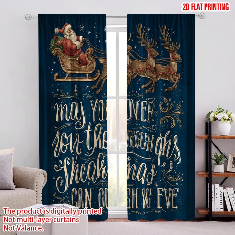 

2pcs,2D plane printing Popular Curtain Panels Santa Sleigh & Snowflakes Versatile Polyester (without rod) Decorations Outdoor 52.50 × 116.00 cm 2 pcs