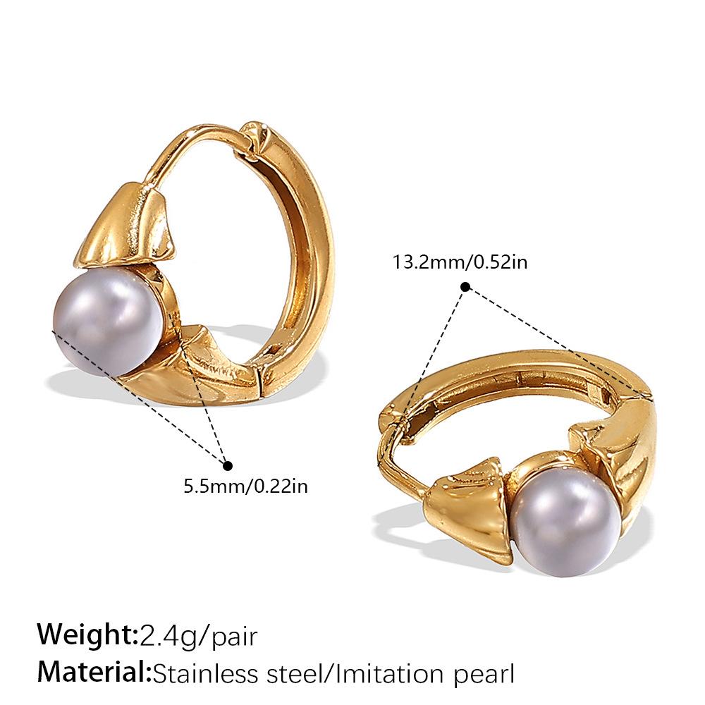 Personalized Imitation Pearl Premium Earrings Niche Design Stainless Steel Gold Rhinestone Versatile Earrings