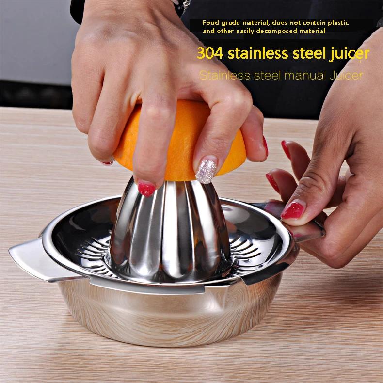 100% Hand Pressed Manual Fruit Juicer, 304 Stainless Steel Citrus Kitchen Accessories Tools, Portable Lemon Orange Juice Maker