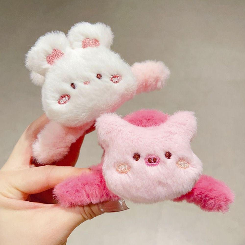 Doll Animal Shark Clip Rabbit Winter Cross Hair Clip Sweet Plush Panda Hair Claw  Party