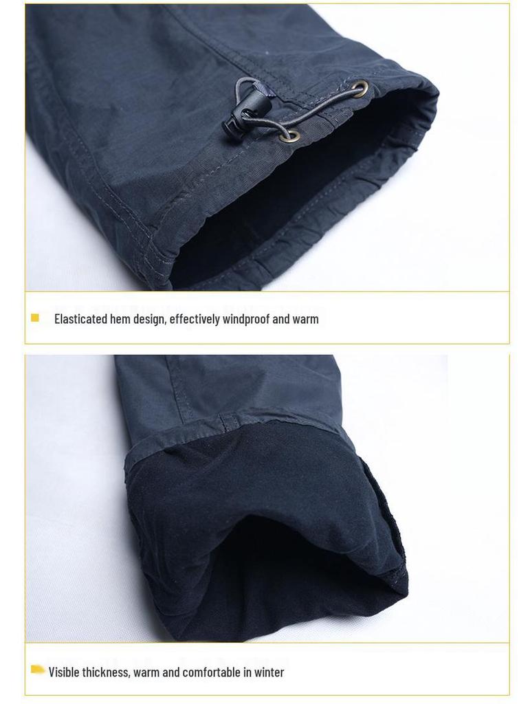 Herren Winter Fleecegefütterte Wasserdichte Arbeitshose mit Mehrfachtaschen