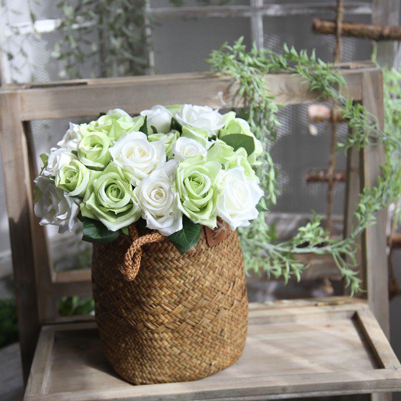 Foam Rose Head Rose Pink Silk Bouquet Artificial Flowers for Home Wedding Decorative Flowers