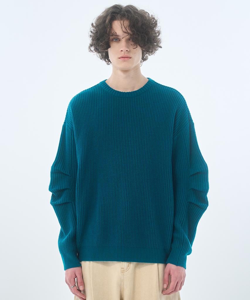 ZENSAI Oversized Crew Neck Knit Blue