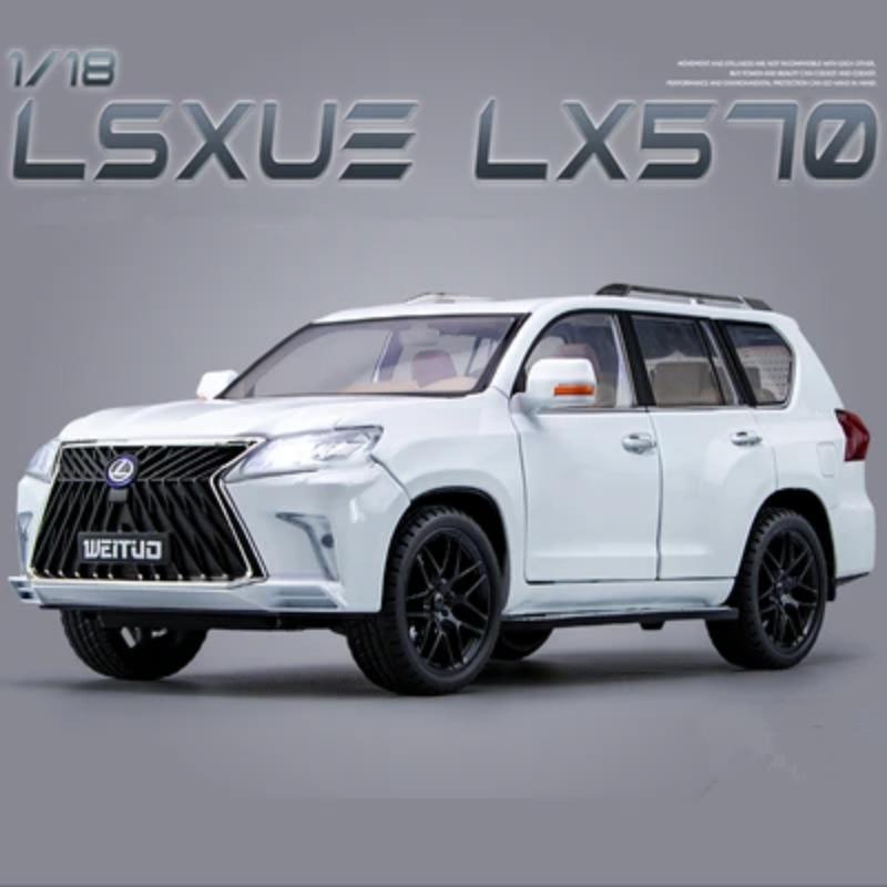 1/18 LEXUS LX570 SUV Toys Alloy Car Model Diecast Metal Giant Off-Road Vehicle Simulation Sound Light Hobbies Collectible Kid Toy Gift