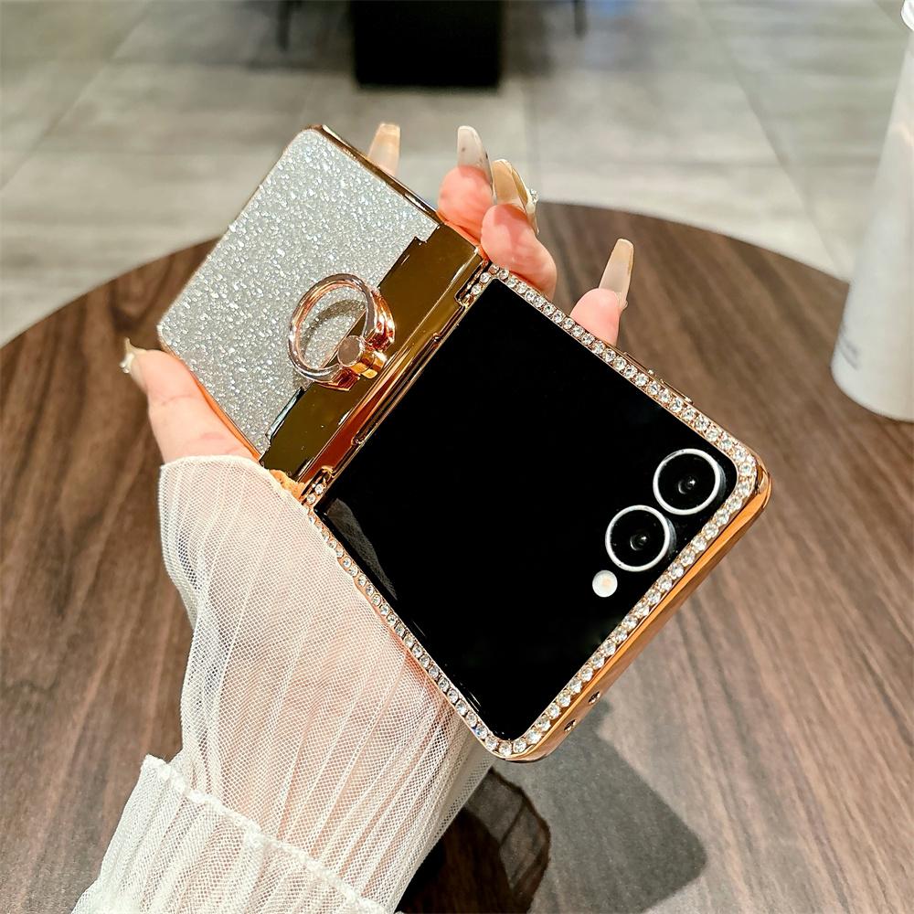 For Samsung Galaxy Z Flip7 5G Case Glitter Design Rhinestone Decor Hard PC Phone Cover
