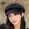 Octagonal Beret Women's Pumpkin Hat British Hat Bud Hat Black Newsboy Hat Warm Adult Wool Versatile