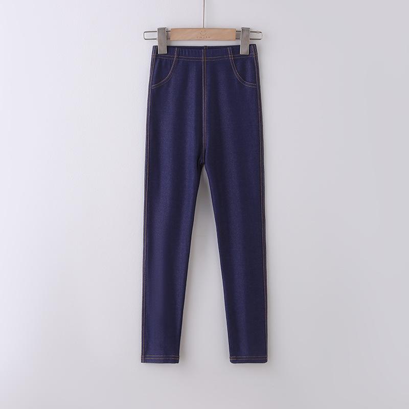 

Stylish Girls Slim Fit Imitation Denim Leggings for Spring and Autumn: Elastic, Long Pants for Kids 140 cm