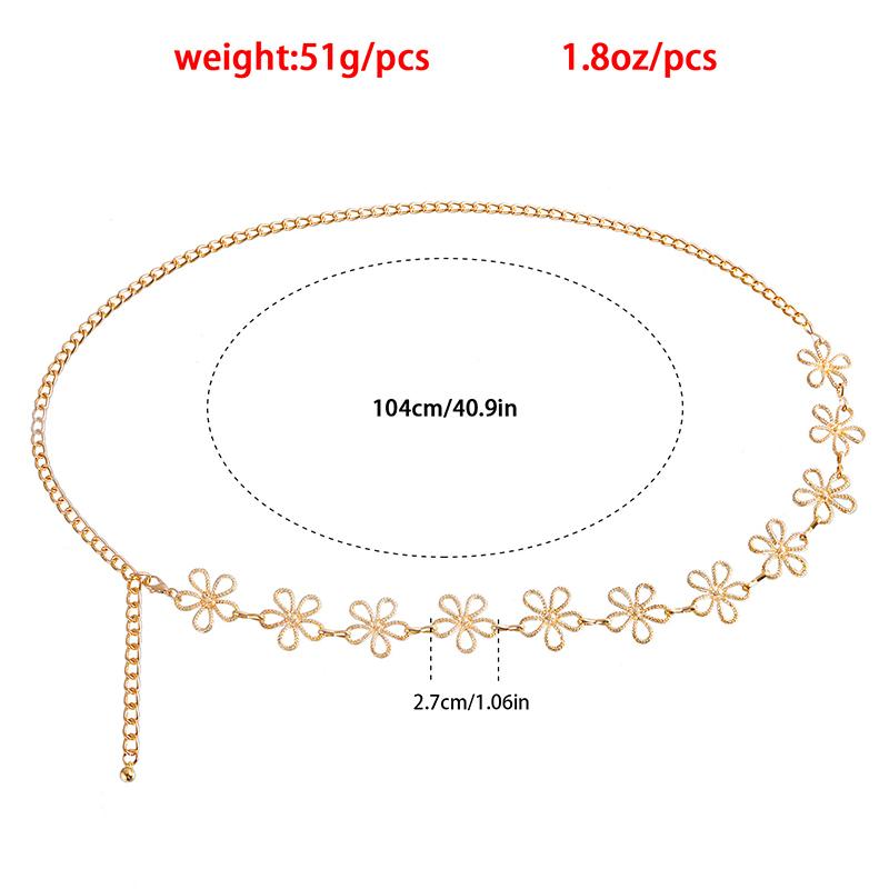 Vintage Metal Cut-Out Flower Chain Ethnic Style Body Chain Casual Decoration Stitching Waist Chain Women