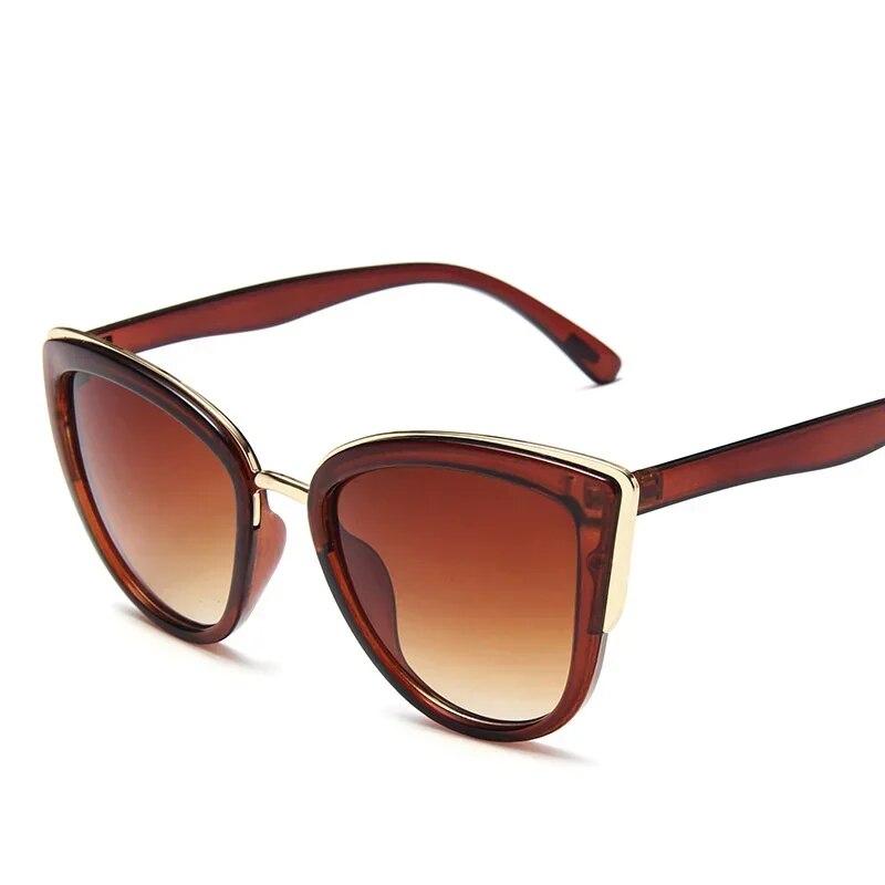 Lunettes de soleil œil de chat vintage de marque pour femme Rétro Conduite Cadre rond en métal Lunettes de soleil pour femme Miroir UV400