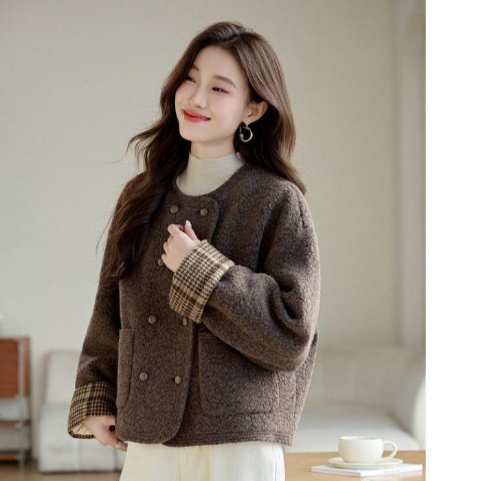 Универсальное женское шерстяное пальто с плотной подкладкой - Корейский стиль, осенне-зимняя мода Small