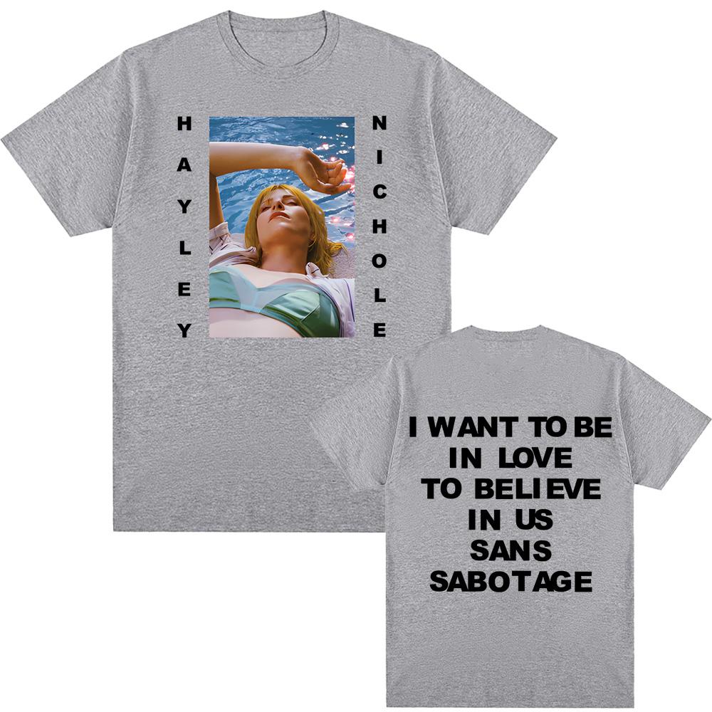 Hayley Williams T-shirts 2025 Summer Rock Sleeve Oversized 100%Cotton Clothes Round Neck High Quality Singer's same style tops