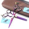 Freelander 5.5 Inch Purple Personalized Bamboo Handle Hair Scissors, Hair Scissors, Flat Cut Tooth Scissors, Thin Scissors