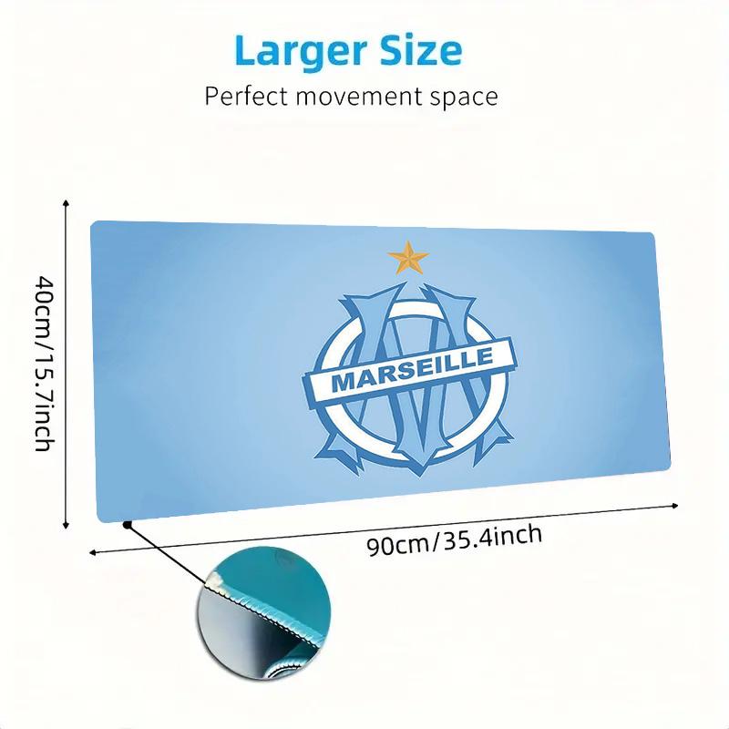 Olympique De Marseille Print Cushion Non-slip Laptop Tablet Big Mousepad XXL Mat Mini PC Playmat With Lock Edge