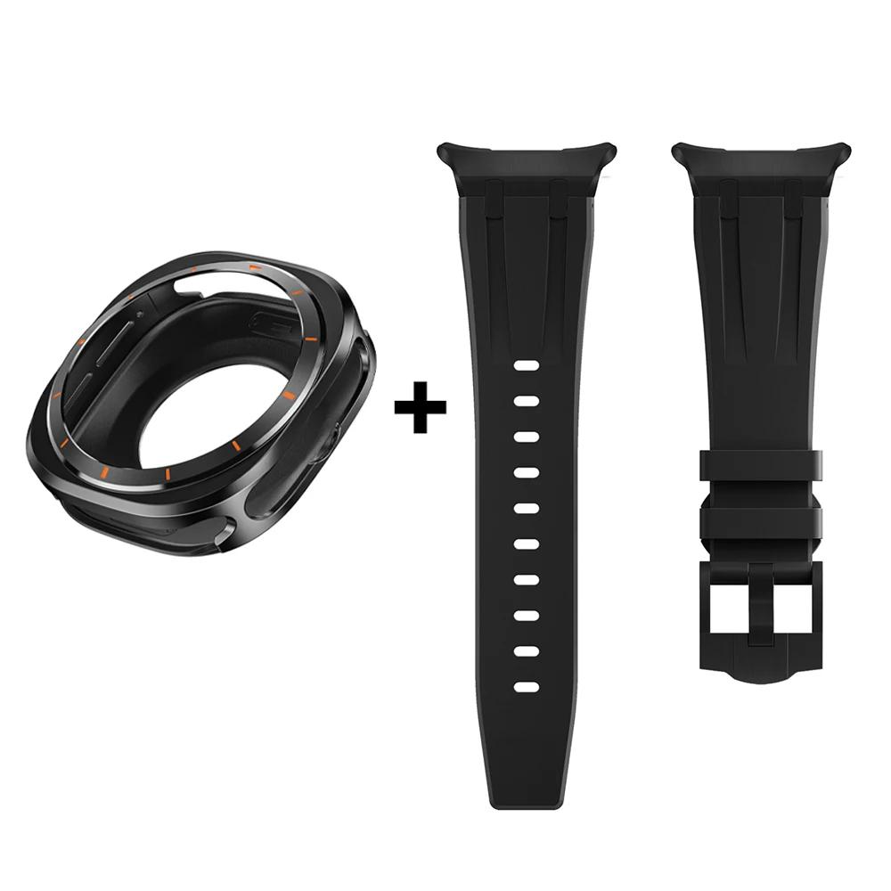 Luxury Case Strap for Samsung Galaxy Watch 7 Ultra 47mm Rubber Band Aluminium Cover For SAMSUNG GALAXY ULTRA 47MM Men Bracelet