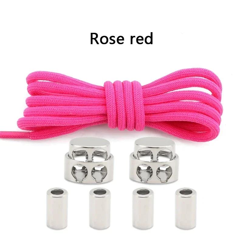1Pair Lock Shoe laces Without ties Metal Buckle Laces Round Elastic Laces Sneakers Kids Adult No Tie Shoelaces Shoes Accessories