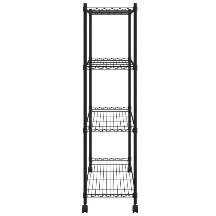 VidaXL Étagère de rangement 4 niveaux et roues 90x35x137cm Noir 200 kg