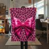 1Pc Pink&Black Bow Print Flannel Blanket, High quality Comfortable for All Seasons, Home Decor, Warmth and Comfort, Perfect for Christmas Gifts W28