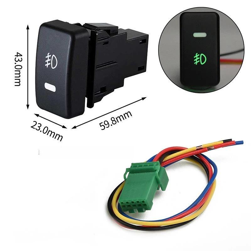 Waterproof Car Fog Light Push Button Switch With Wiring Harness Socket Auto Modification Replacement Control Switch Accessory
