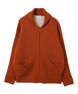 WEGO Unisex Cowichan Knit Oversized Simple Korean Solid Size Orange Men's Cardigan, Outerwear, Style, Color, Gift, Autumn/Winter Clothes, L,