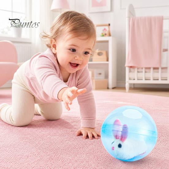 Moving Animal Toy Electric Automatic Rolling Hamster Ball, Ball with Plush Rabbit Inside, Toddler Pet Simulation Interactive Toy, Gift for Toddlers