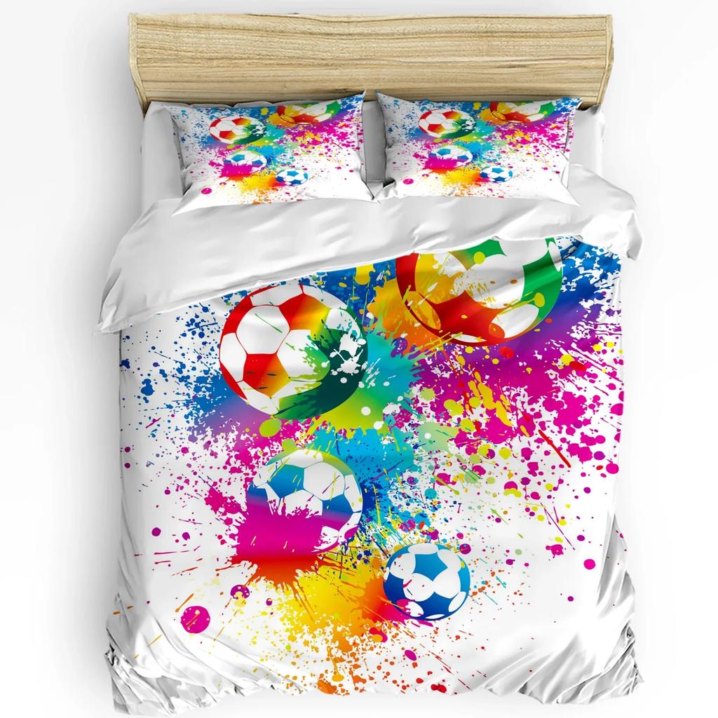 Soccer Balls Football Design Bedding Set 3pcs Duvet Cover Pillowcase Kids Adult Quilt Cover Double Bed Set Home Textile