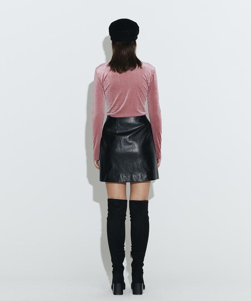 Chaenyuyog High-Neck Velvet Top [Pink]