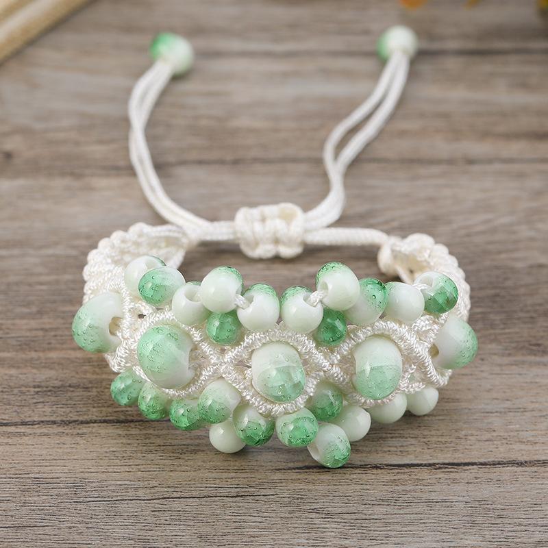Hand-woven retro ceramic bracelet women's versatile simple temperament literary hand rope with jewelry