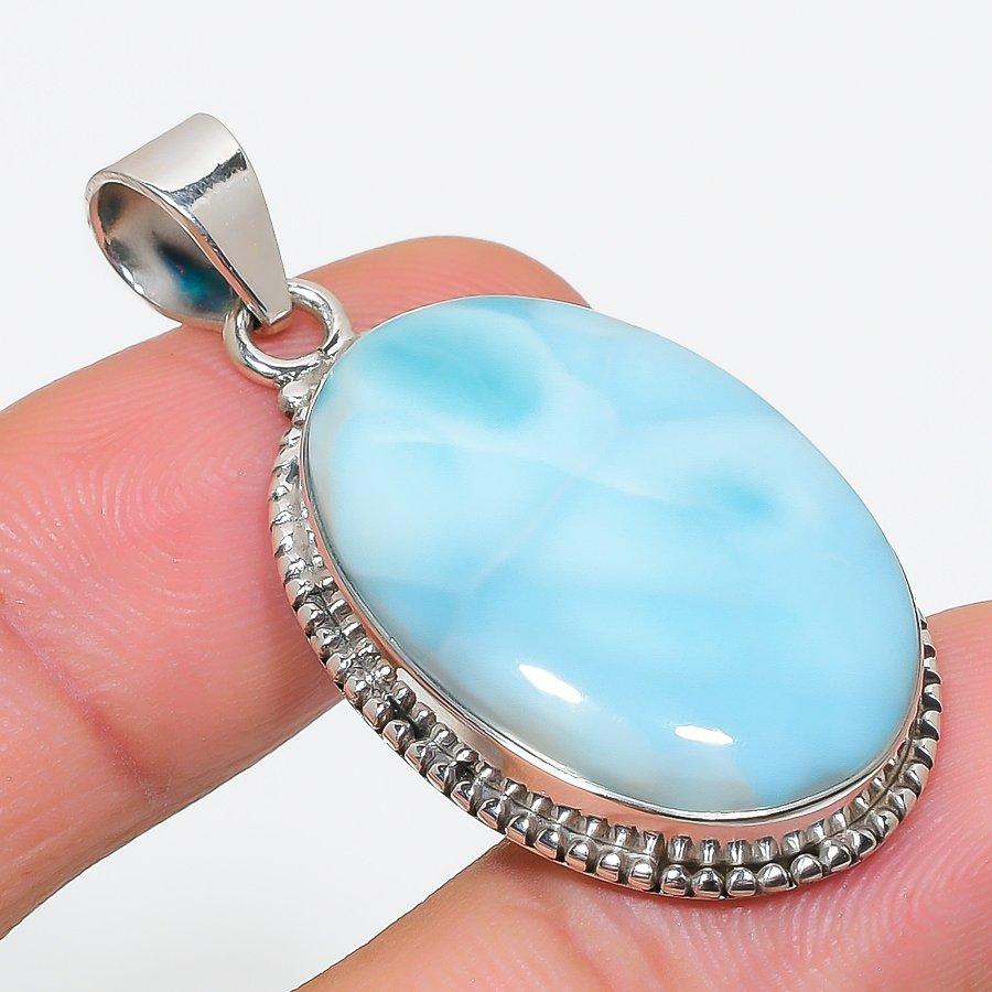 

Natural Republic Larimar Gemstone 925 Solid Sterling Silver Pendant 1.75 i9Y66
