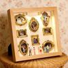 DIY Mini Museum Box with Small Golden Frames Figurines Lamps Photo Frame Shadow Box Family Memory Display Case Home Decoration