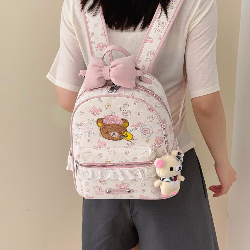 Schoolbag Cute Cartoon Backpack Female Travel Light Play Travel Backpack Girl Foreign Style Fashion Lace Student School Bag
