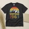 65. Geburtstag T-Shirt Geboren 1961 65 Jahre Alt Geschenke Vintage Berg Sonnenuntergang Tee