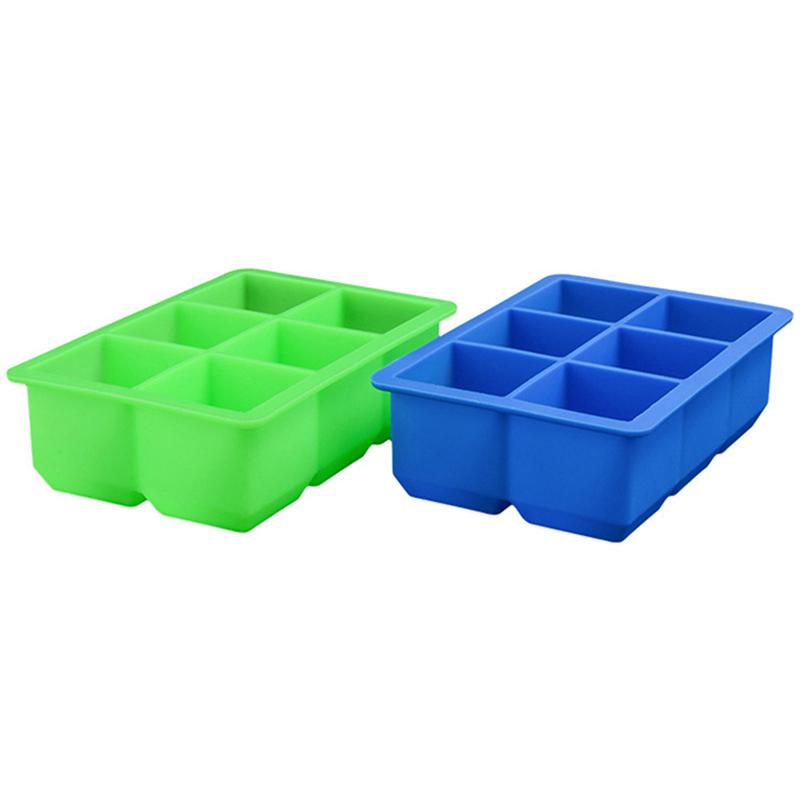 6 Grid Ice Tray Mold Large Diy Food Grade Silicone Ice Cube Square Tray Mold