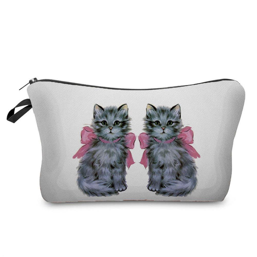 Women Cat Print Cosmetic Bag Toiletries Organize Travel Storage Case 6679