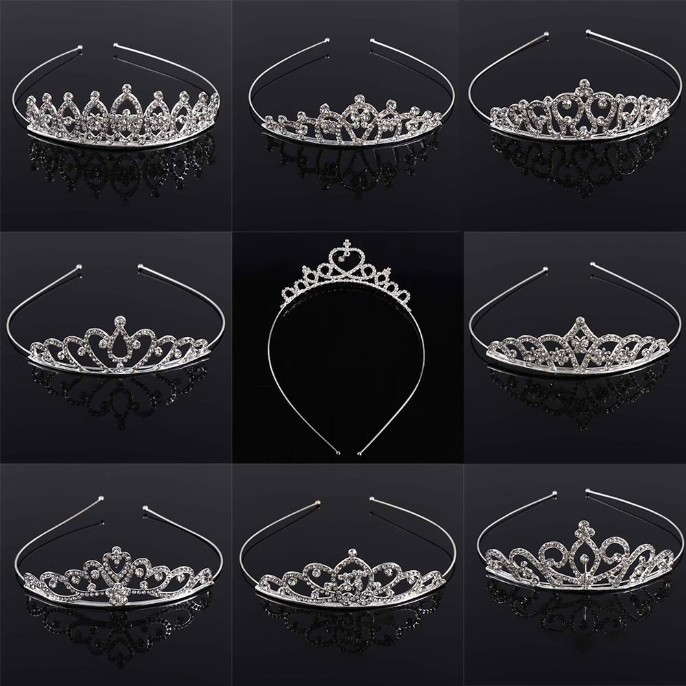 Princess Headpieces Headdress Children Tiaras Kids Hairbands Head Jewelry Rhinestone Crystal Crown