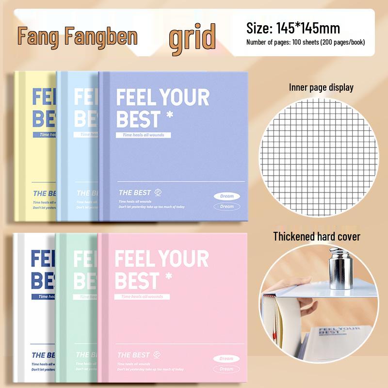 

Мінімалістичний квадратний блокнот А5 у твердій обкладинці з двостороннім щільним папером та дизайном для захисту очей