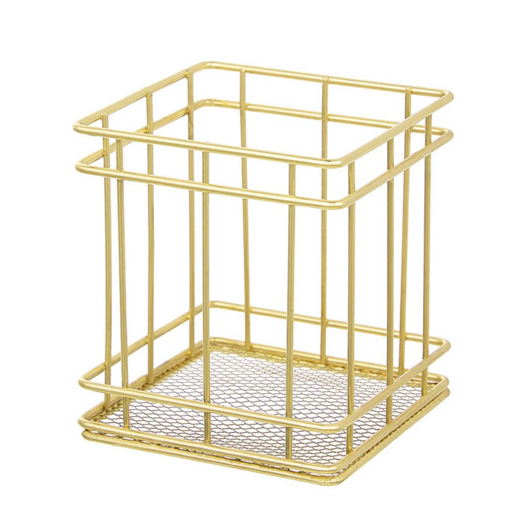 Kovový držák na pero Kancelářský organizér Psací stůl Dutý kontejner Psací potřeby Multifunkční košík na módu Úklid domácnosti