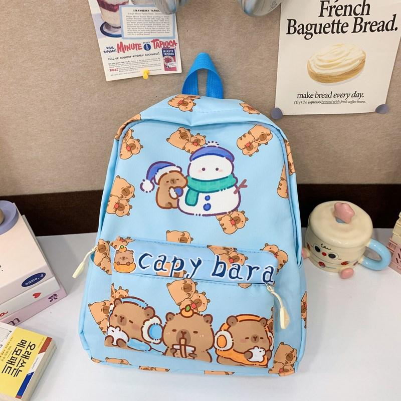 Kindergarten Primary School Students Schoolbag Cute Kapibara Boys And Girls Backpack Foreign Style Large Capacity Children'S Backpack Tide