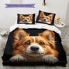 Cute Corgi Pattern Bedding Home Decoration Birthday Gift (1 * duvet cover + 2 * pillowcase, without core)